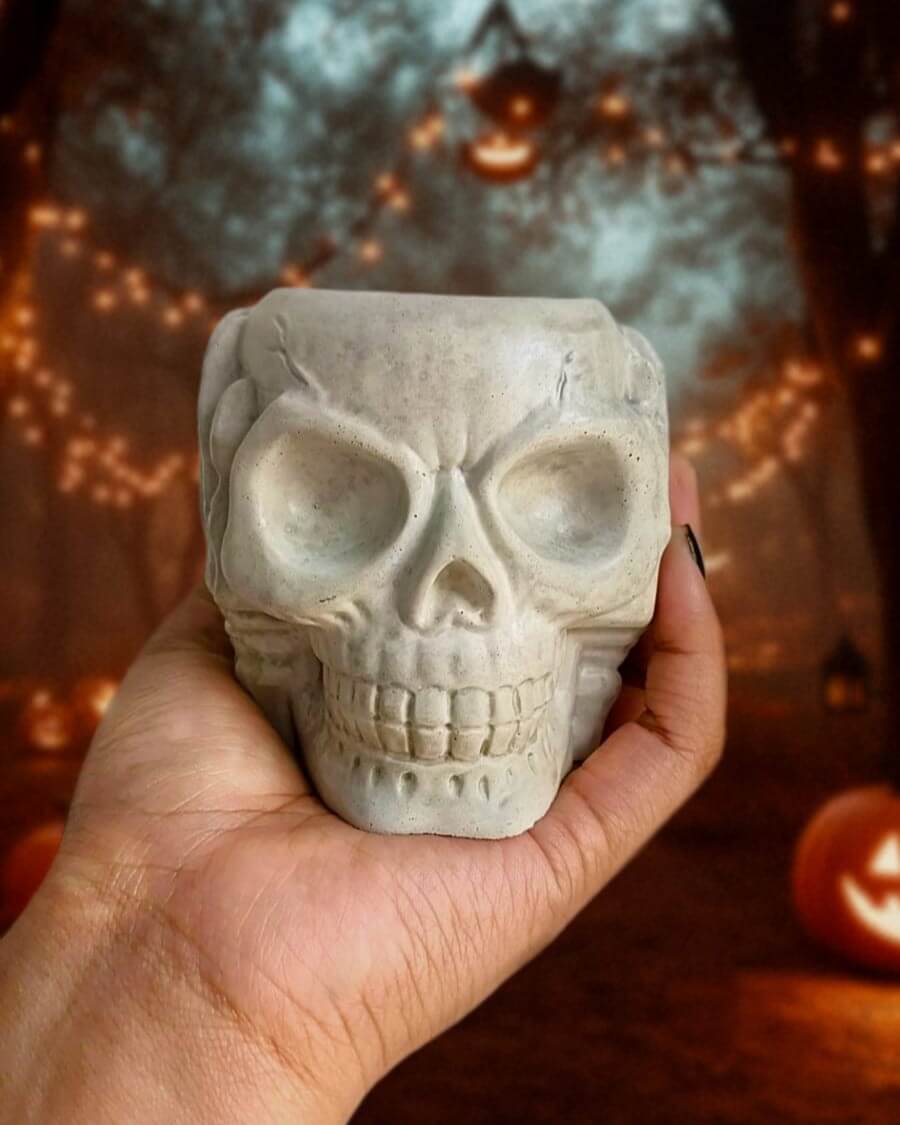 contenedor de concreto en forma de craneo